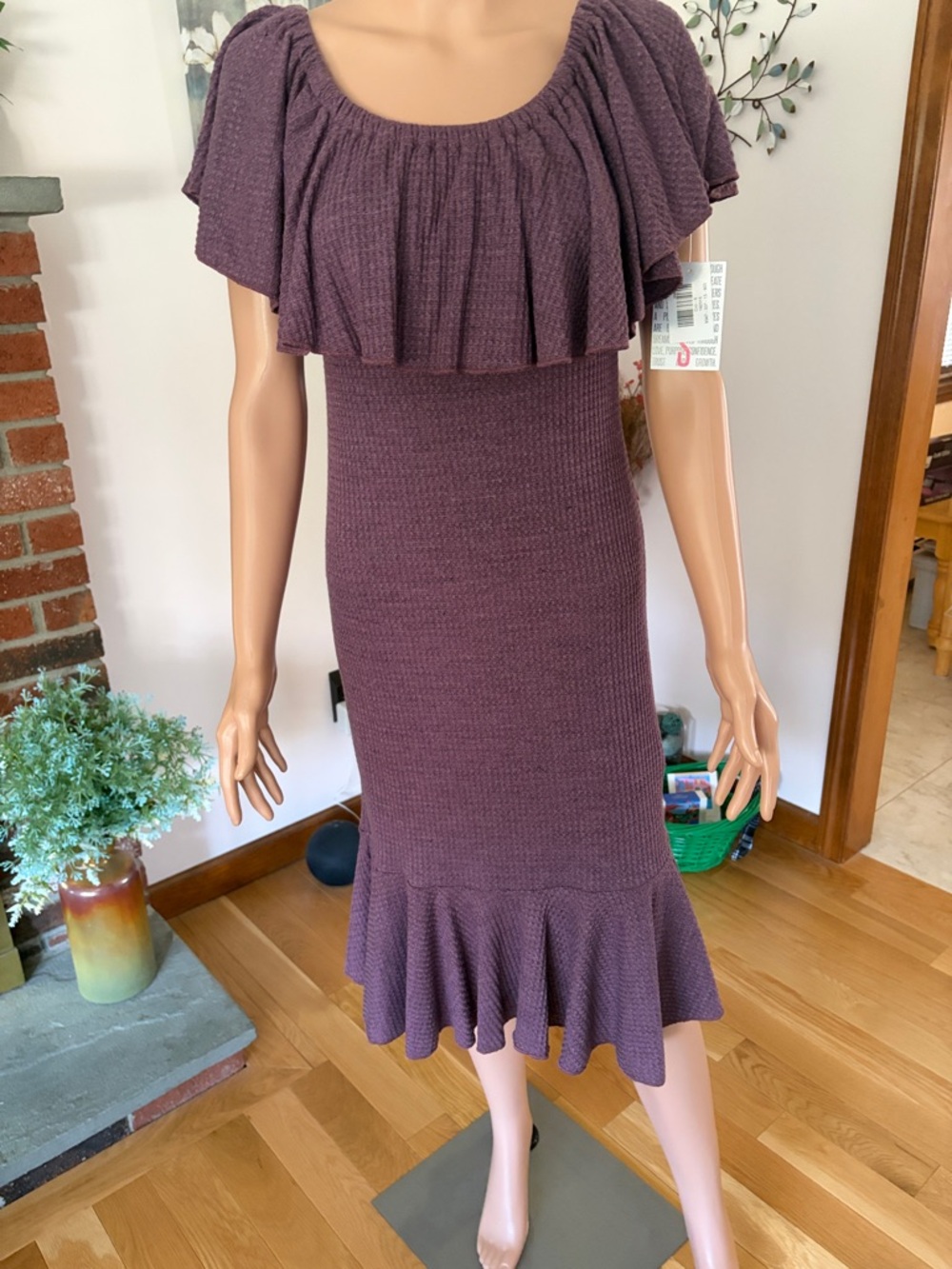 LuLaRoe Plum Ruffle Knit Midi Dress